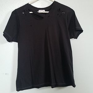 Distressed black tee